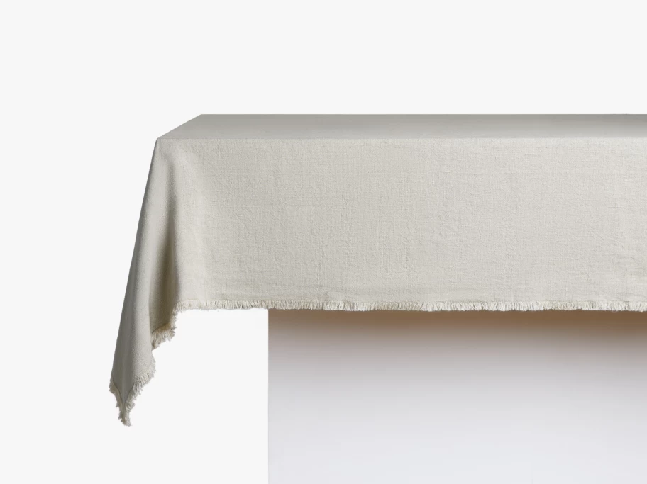 Parachute Linen Tablecloth with Decorative Fringe - Natural & Stylish Dining Decor