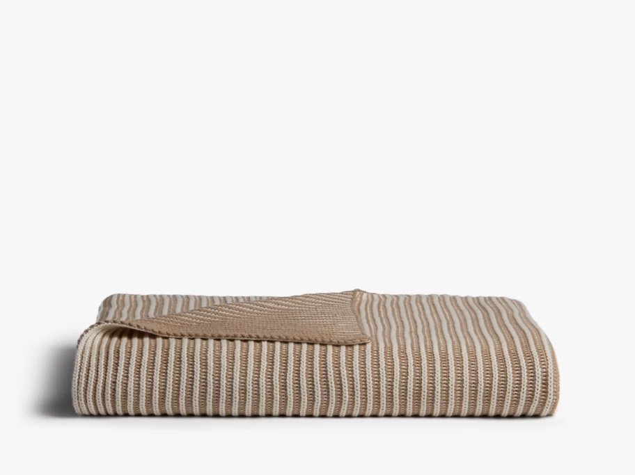 Parachute Organic Cotton Two-Tone Rib Knit Throw Blanket - Soft Eco-Friendly Bed & Lounge Decor