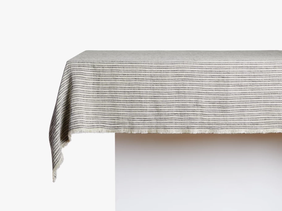 "Parachute Linen Tablecloth with Fringe Trim – Organic & Washable Dining Table Cover"