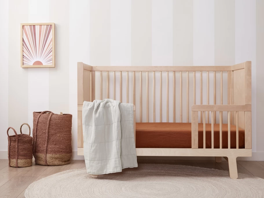 Parachute Toddler Linen Box Quilt - Soft Organic Cotton Baby Blanket for Nursery & Bedding
