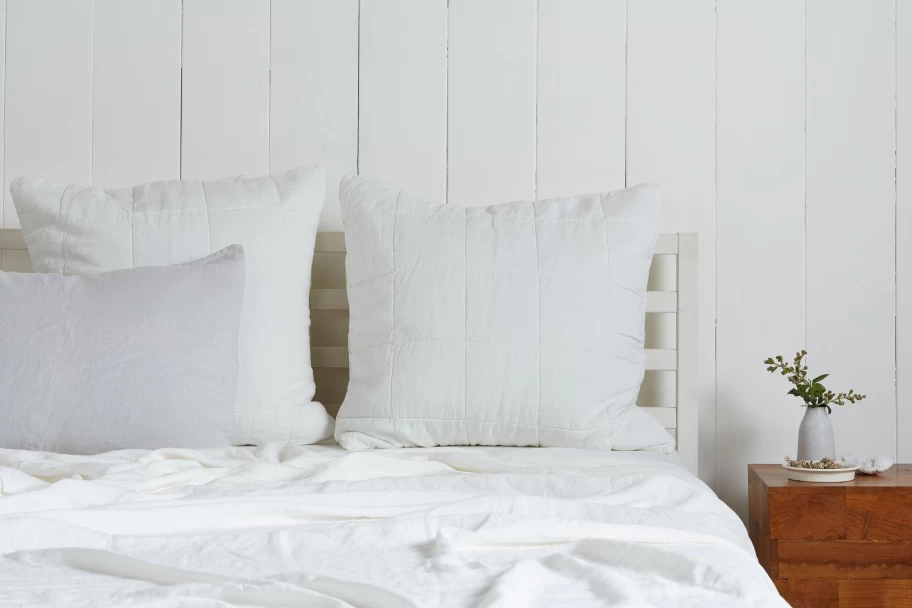 Parachute Linen Euro Sham - Box Quilted Pillow Cover for Bedding