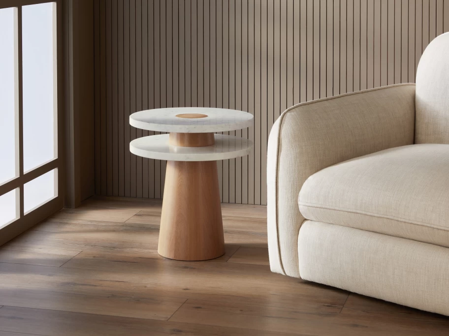 Parachute Cape Side Table - Modern Nightstand with Storage, Wooden Bedside Table for Bedroom