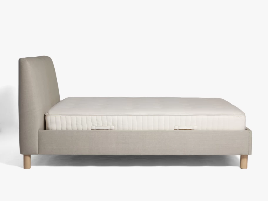 Parachute Dune Bed Frame - Modern Solid Wood Platform Bed with Upholstered Headboard