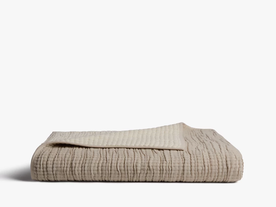 Parachute Organic Channel Gauze Throw - Lightweight, Breathable Cotton Blanket for Bed, Couch, or Travel