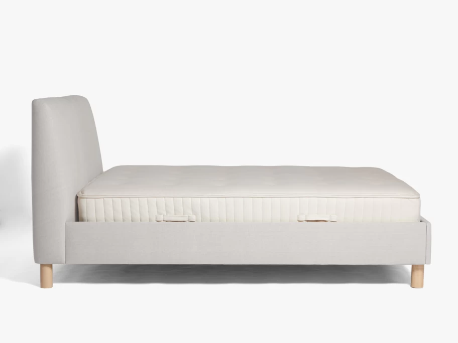 Parachute Dune Bed Frame - Modern Solid Wood Platform Bed with Upholstered Headboard
