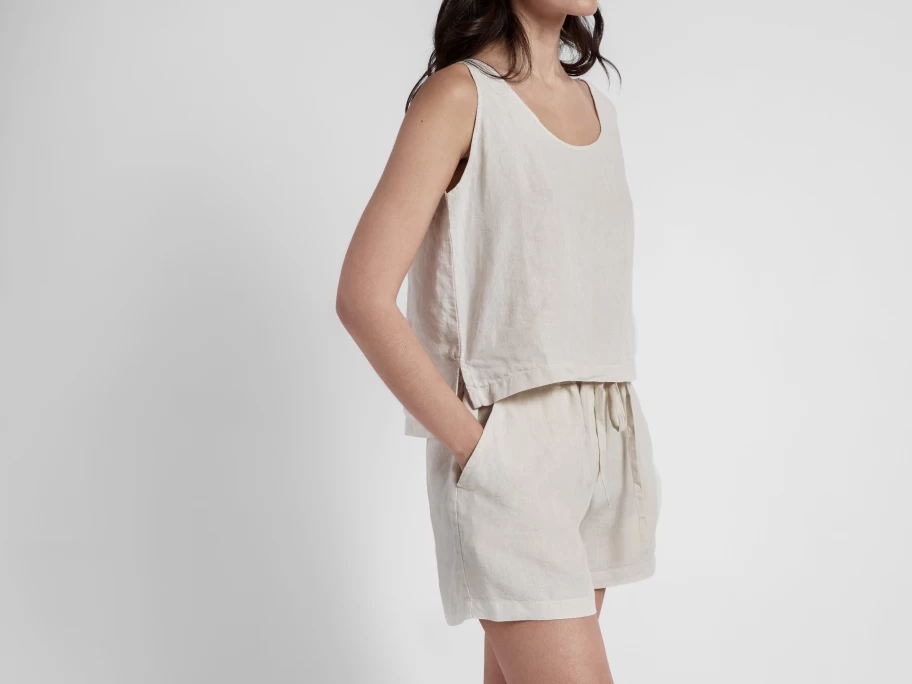 Parachute Women's Linen Tank Top - Breathable Summer Casual Sleeveless Shirt