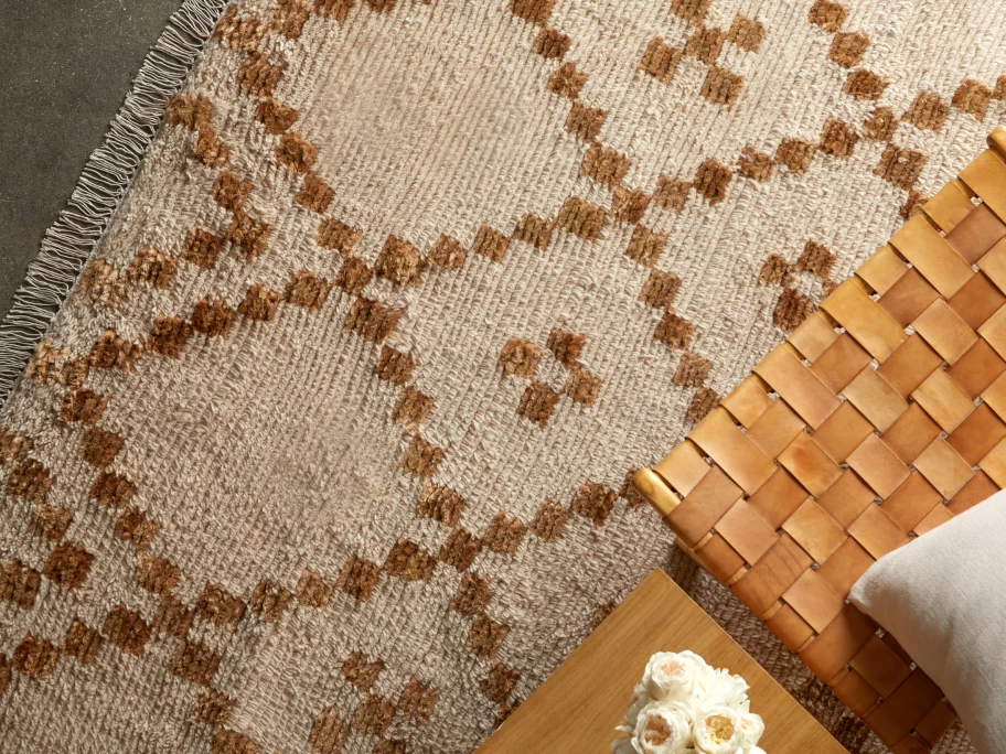 Parachute Hand-Knotted Lattice Rug - Premium Bohemian Style Wool Area Rug for Living Room & Bedroom