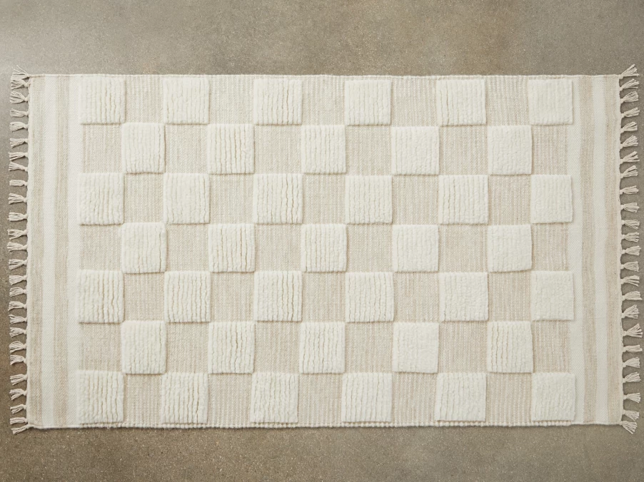 Parachute Checkered Wool Rug - Stylish & Soft Handwoven Area Rug for Cozy Home Decor
